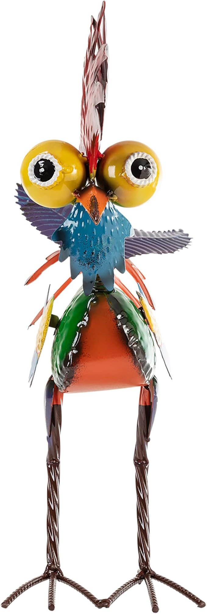 Alpine Corporation | 18" Tall Wacky Metal Rooster Yard Statue – Colorful Indoor/Outdoor Farm Animal Décor for Garden, Patio, Lawn, or Porch