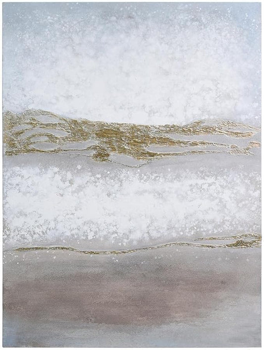 Empire Art Direct Abstract Wall Art Textured Hand Painted Canvas by Martin Edwards, Unframed, 40" x 30", Golden Winter