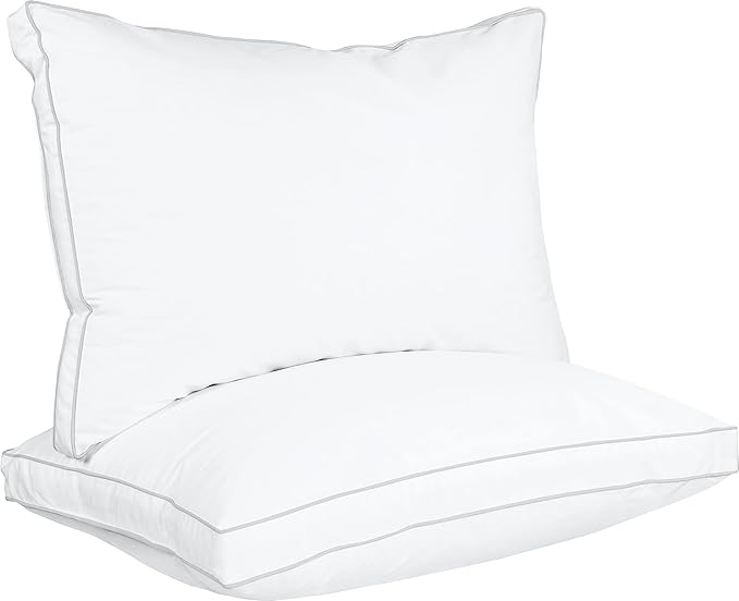 Utopia Bedding Bed Pillows for Sleeping Standard Size (White), Set of 2, Soft & Fluffy Pillow with Down Alternative Filling, Cooling, Hotel Quality, Gusseted Pillow for Back, Stomach or Side Sleepers