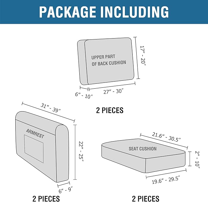 H.VERSAILTEX Multi-Pieces Sofa Covers Stretch Couch Covers Form Fitted Seats and Back Cushions Covers (2 Seat Covers Plus 2 Back Cusion Covers, Bonus 2 Armrest Covers), Chocolate