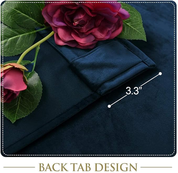 StangH Navy Blue Velvet Curtains 84 inches - Thermal Insulated Winter Curtains for Living Room Back Tab Blackout Velvet Drapes for Kids Room/Patio Doors, Wide 52 x Long 84 inches, 2 Panels