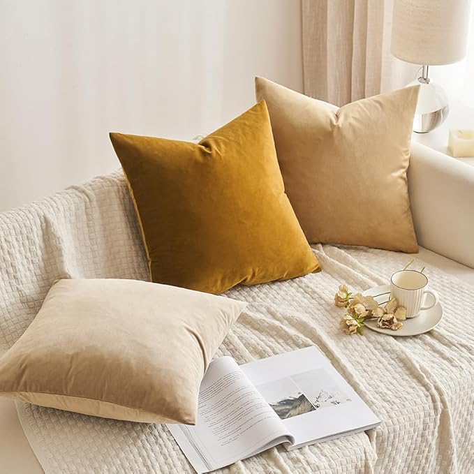 MIULEE Pack of 2 Mustard Yellow Pillow Covers 12x20 Inch Decorative Velvet Throw Pillow Covers Modern Soft Couch Throw Pillows Farmhouse Home Decor for Fall Sofa Bedroom Living Room