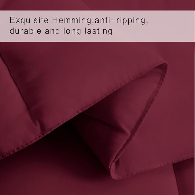 COHOME Quilted Oversized King Size Comforter - All-Season Down Alternative Duvet Insert - Luxury Hotel Soft Breathable Burgundy Comforter with Anti-Clump Tech & 8 Tabs -Reversible （98"x116"）