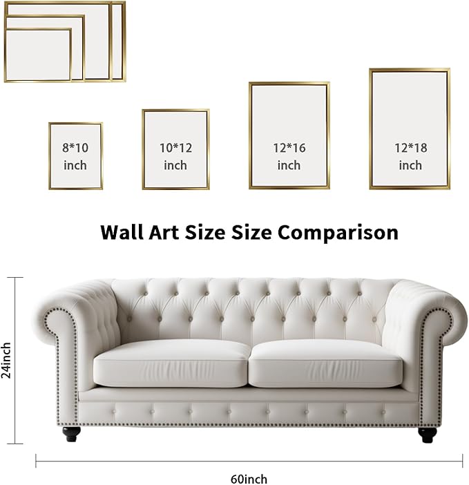 AIMAILON Vintage Gold Canvas Flower Wall Art, Aethestic Still of Life Wall Picture Decor, Artwrok for Walls Living Room Home Room Bedroom Decorations 12x16