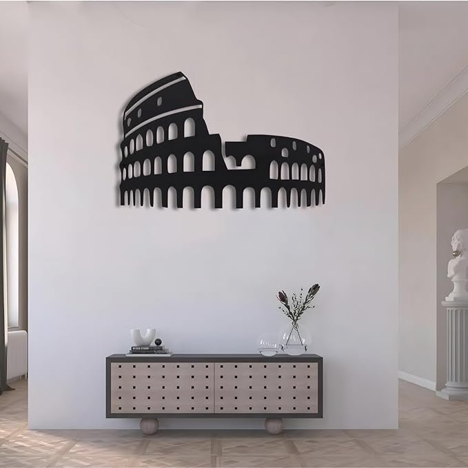 Bisamu Roman Colosseum Metal Wall Art, Vintage Italian Travel Decor for Home, Rustic Wall Sculpture for Living Room, Office, Gift for Her & Travel Lovers (39" x 26" | 100 x67cm)