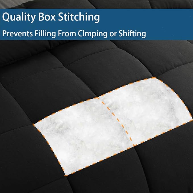 Cozynight Down Alternative Comforter-All Season King Comforters Duvet Insert with Corner Tabs-Breathable-Box Stitched Reversible Black Comforter 106x90 inches