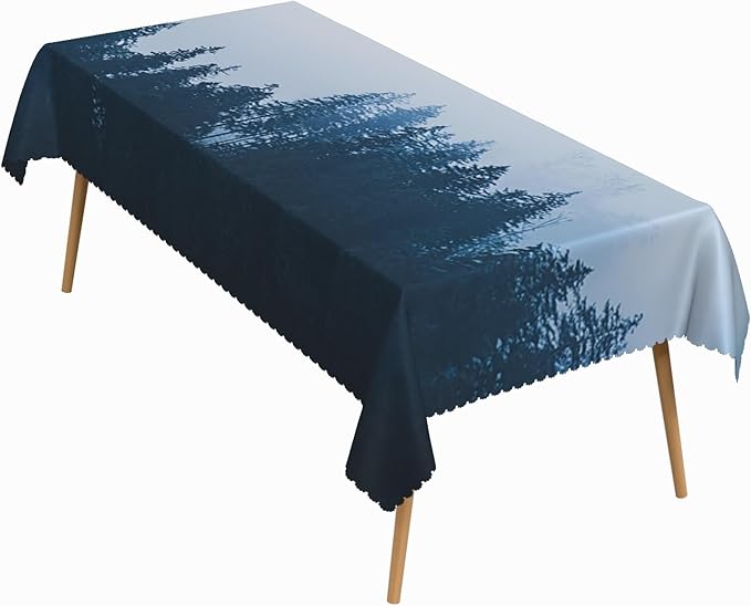 60x102 Inch Nature Rectangular Tablecloth Tall Tree Forest Table Cloth Waterproof Durable Table Cover for Holiday Picnic Outdoor BBQ Decor