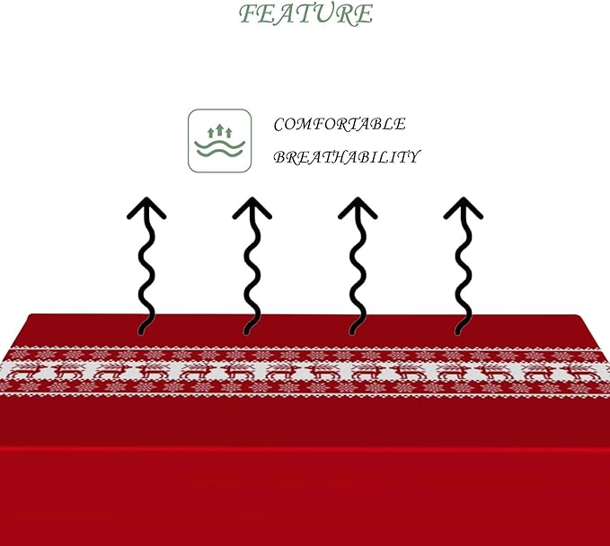 60x84 Inch Christmas Theme Rectangle Tablecloth Winter Snowflakes Reindeer Red Table Cloth Washable Durable Table Cover for Kitchen Dining Banquet Ugly Christmas Sweater Party Decor