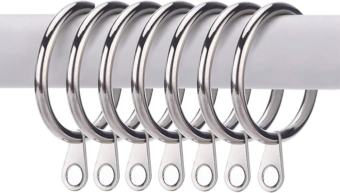40 Pack Metal Drapery Curtain Rod Rings with Eyelets Internal Diameter 0.98in Fits up to 0.7in Rod Hanging Drape Sliding Eyelet Sliver Rings for Window Door Shower Bathroom