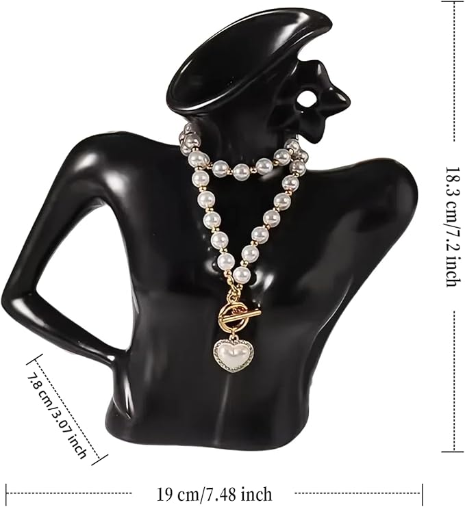 Ceramic Vase with Detachable Necklace — Elegant Female Curves Home Decor, Artistic Tabletop Vase for Bookshelf, Dining Table, Living Room, Kitchen, or Office, Perfect with Artificial or Dried Flowers