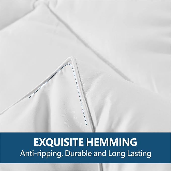 Cozynight Down Alternative Comforter Super King Plus Comforters Duvet Insert with Corner Tabs-Breathable-Box Stitched Reversible Comforter (White, 128"x120")