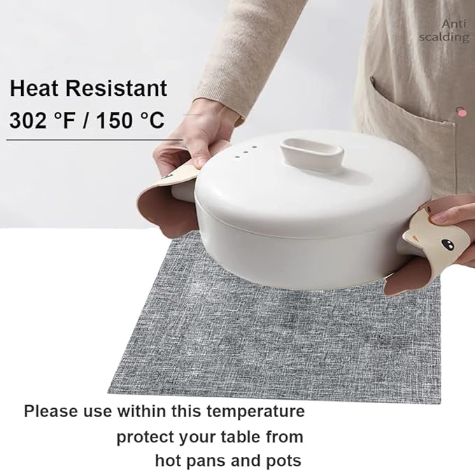 Weabetfu Cloth Placemats Set of 8 Heat Resistant Dining Table Placemmats Cotton Linen Machine Washable Kitchen Table Mats Wrinkle Free Thick Fabric Place Mat,Easy to Clean,13"x19" Mottled Grey w/Brown