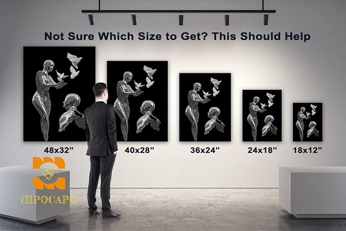 HIPOCAPO 3D Metal Effect Wall Art - Canvas Art, Decor for Living Room, Framed Romantic Couple Put Pigeons pictures bedroom 32”x48”x1Pcs 3d Art-24