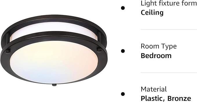 13 inch Flush Mount LED Ceiling Light Fixture, 2700K/3000K/3500K/4000K/5000K Adjustable Ceiling Lights, Oil Rubbed Bronze Saturn Dimmable Lighting for Hallway Bathroom Kitchen or Stairwell, ETL Listed
