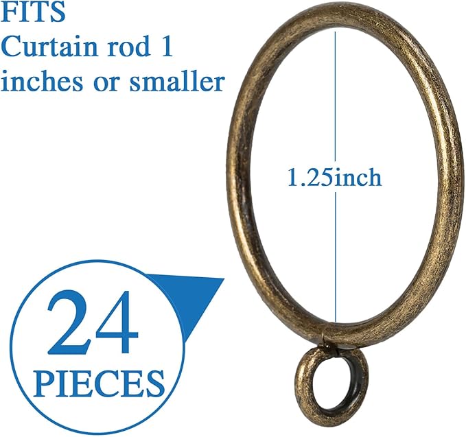 Curtain Rings with Eyelets Metal Eyelet Drapery Rings Inner Diameter 1.25Inch Curtain Rings for Hanging Pinch Pleat Curtain Pin Drape Hooks Bronze Zocang