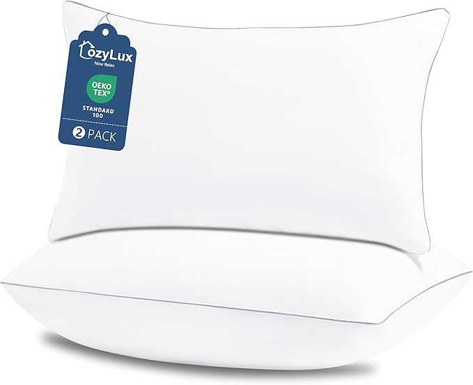 CozyLux Pillows Standard Size Set of 2, Hotel Quality Bed Pillows for Sleeping 2 Pack, Cooling Pillows for Side Back and Stomach Sleepers, Down Alternative Luxury Soft Supportive Pillows (18x26)