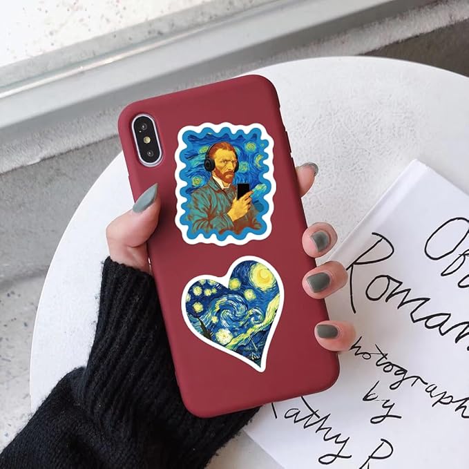 50PCS Van Gogh Artistic Stickers - Starry Night Art, Sunflowers, Self-Portraits, Aesthetic Vinyl Waterproof Stickers for Laptop, Water Bottle, Journal, Scrapbook, Art Lovers Gift