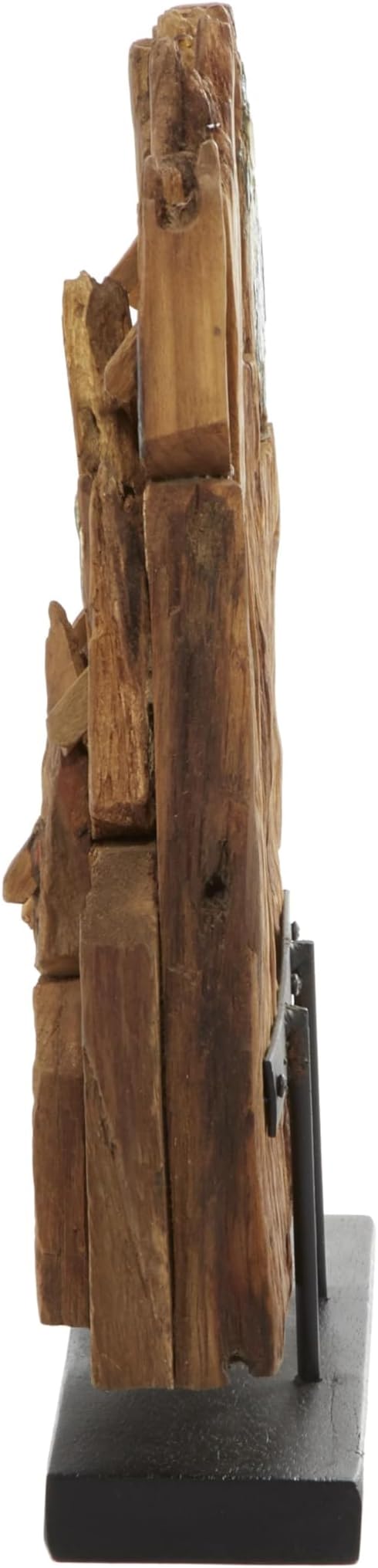 Deco 79 Teak Wood Abstract Handmade Decorative Sculpture Carved Home Decor Statue with Faces, Accent Figurine 13" x 4" x 16", Brown