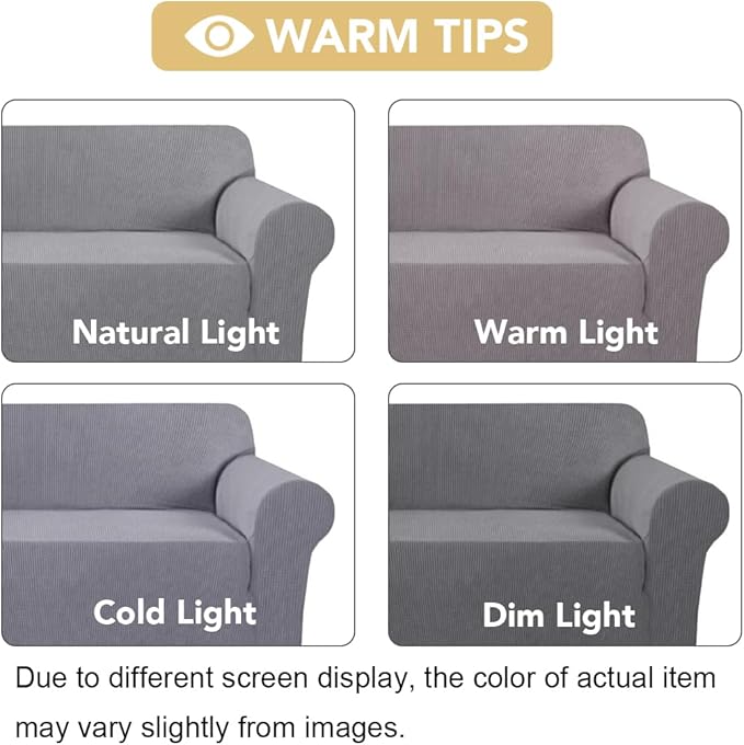 H.VERSAILTEX Stretch Oversized Couch Cover 1 Piece Sofa Slipcovers for Living Room Soft Cover for Sofa Feature Thick Checked Jacquard Fabric with Elastic Bottom, Sofa X-Large - Dove