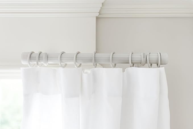 BlastHome® Luxury Curtain Rings - Premium Metal with Quiet, Smooth Nylon Inserts - Pinhooks and Clips Included - 1 1/2" Inside Diameter - 9 Rings for One Standard Curtain - Brushed White