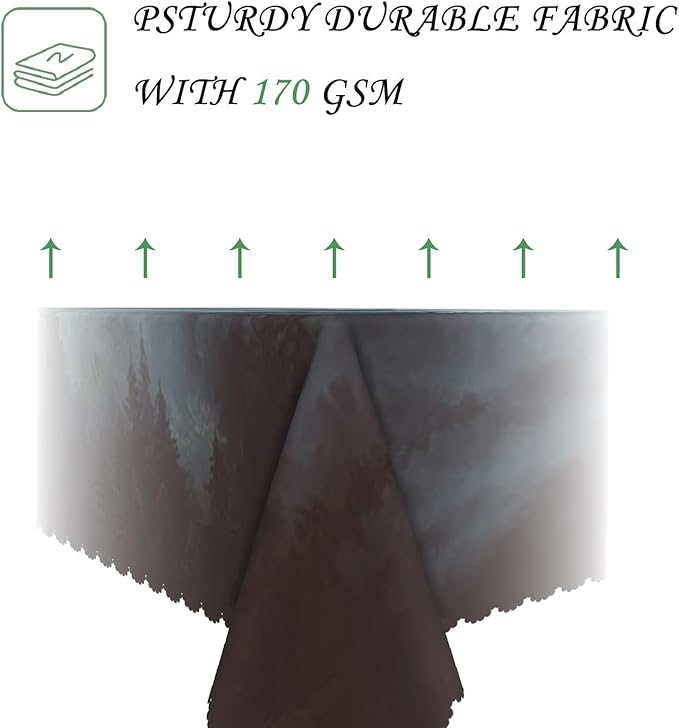 54x70 Inch Nature Rectangular Tablecloth Misty Forest Mountain Table Cloth Waterproof Durable Table Cover for Holiday Picnic Dinner BBQ Decor