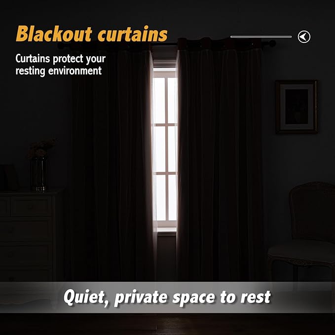Anytime Home Curtains Blackout and Sheer Layered Solid Window Curtain Panel Pair with Grommet Top, 52Wx84L,Orange
