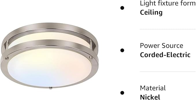 13 inch Flush Mount LED Ceiling Light Fixture, 2700K/3000K/3500K/4000K/5000K Adjustable Ceiling Lights, Brushed Nickel Saturn Dimmable Lighting for Bathroom Kitchen or Stairwell, ETL Listed - 2 Pack