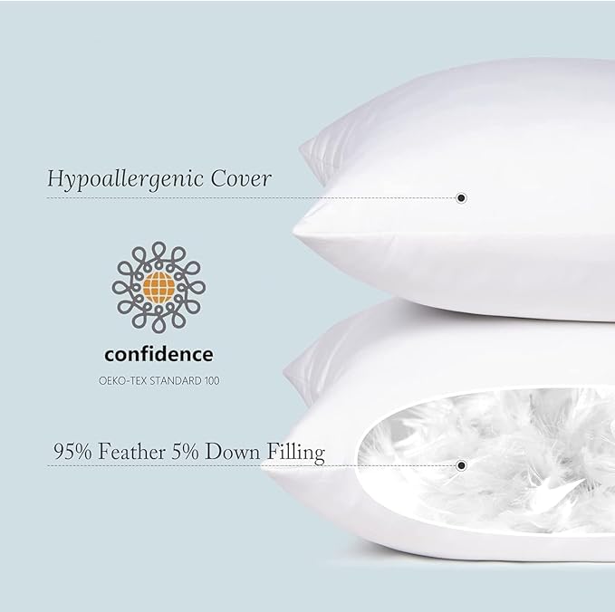 puredown® 28 x 28 Feather Down Throw Pillow Insert, 1 Pack Euro Pillow for Decorative Bed Cushion Couch Sofa