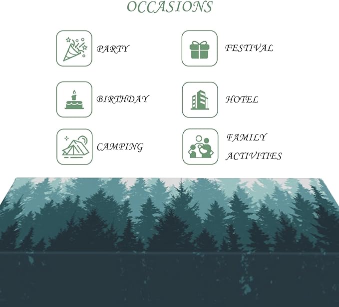54x108 Inch Nature Rectangular Tablecloth Forest Silhouette Painting Table Cloth Waterproof Durable Table Cover for Picnic Indoor Gaming Room Decor