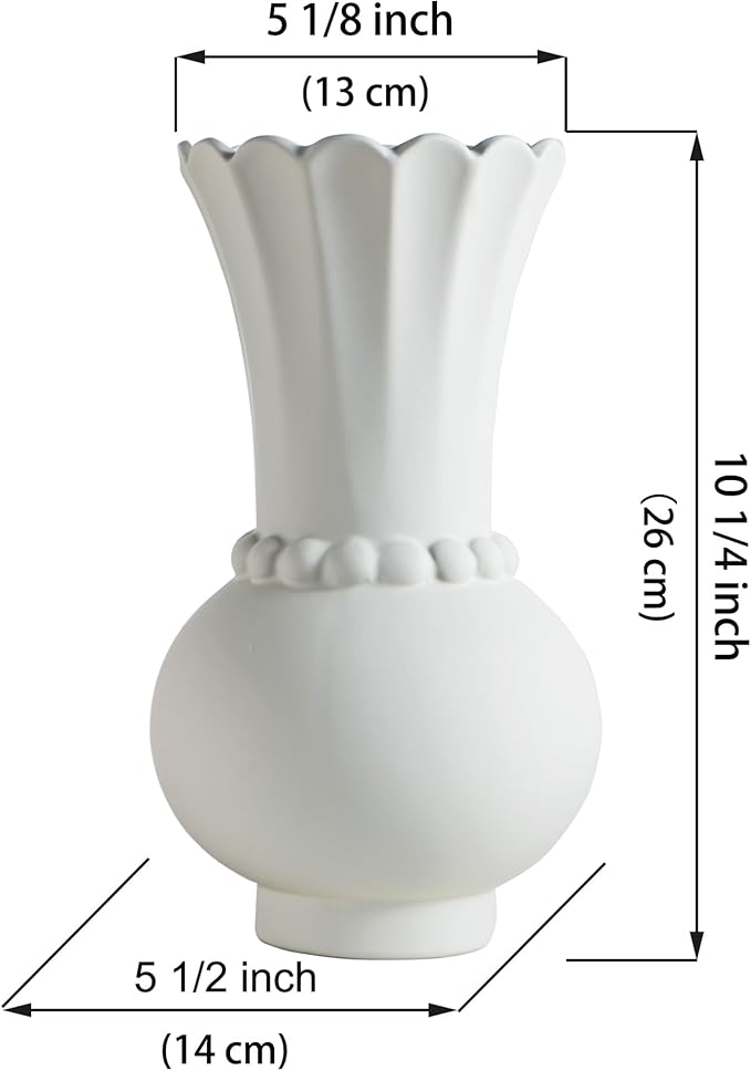 Modern Ceramic Vase - Grey, Perfect for Pampas Grass, Dried Flowers, Centerpieces