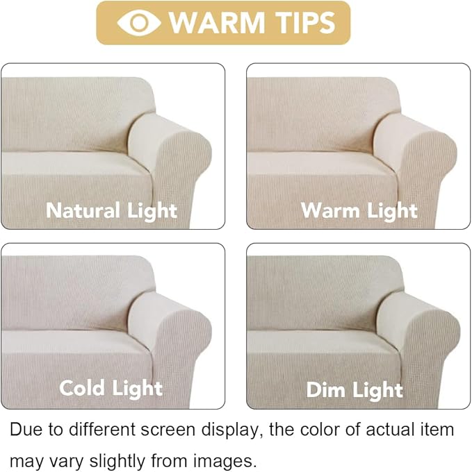 H.VERSAILTEX Stretch Loveseat Covers 1-Piece Loveseat Slipcover|Sofa Cover with Elastic Bottom, Textured Checked Jacquard Fabric(58"-70" Wide, Island Fossi)