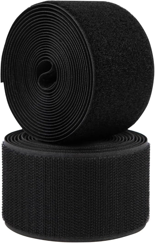 3 Inch Sew on Hook and Loop Strips | Easy to Sew | Excellent Grip | Non-Adhesive Back Nylon Fabric Fastener Strips for Clothing Sewing Crafts and DIY Projects, Black, 3in x 3yd