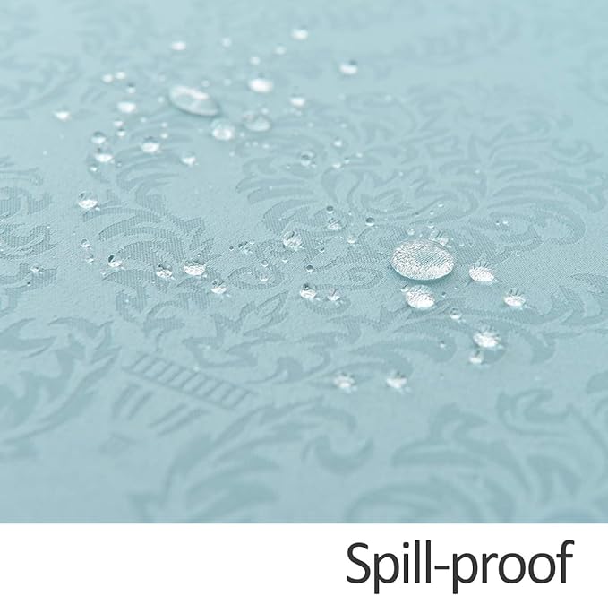 maxmill Jacquard Round Table Cloth Damask Design Waterproof Antiwrinkle Heavy Weight Soft Tablecloths for Circular Table Cover and Kitchen Dinning Tabletop Round 70 Inch Blue Haze