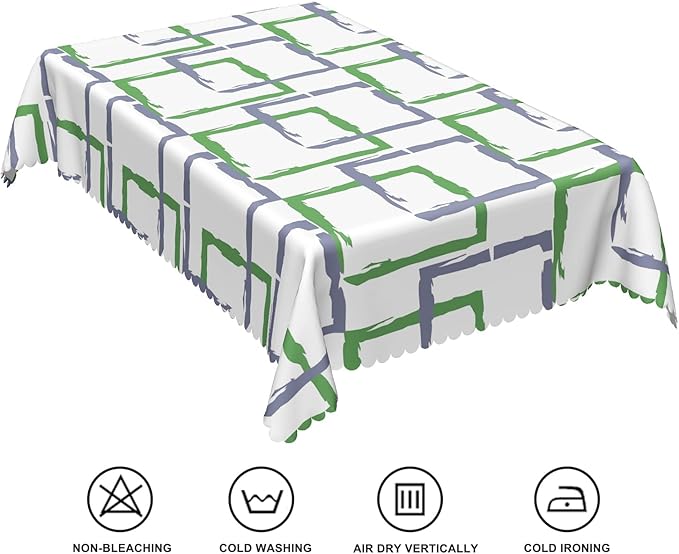 60x102inches Mid Century Rectangle Table Cloth Green and Grey Geometric Modern Tablecloth Oilproof Spillproof Washable Fabric Table Cover for Kitchen Dining Room Indoor Outdoor Party Decor