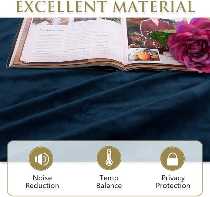 StangH Navy Blue High Ceiling Velvet Curtains Room Darkening for Boys Bedroom, Extra Long Window Covering Panels Thermal Insulated Door Curtains for Living/Dining Room, W52x L144, 2 Panels