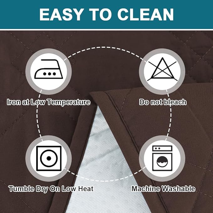 Turquoize 100% Waterproof Sofa Covers Couch Cover for 3 Cushion Couch Triple Non-Slip Sofa Slipcover Washable Furniture Protector for Pets, Kids, Dog (Sofa 70", Chocolate)