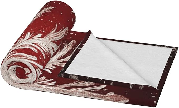 Cafemira Elegant Snowflakes,Flannel Blanket,Adult Throw Blankets,Double-Sided Fleece,Sofa Knee Throws,All Seasons Quilt,for Bed,Couch,Travel,Camping,Office nap, 80x60 Inch
