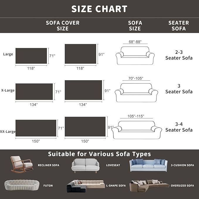 ROOMLIFE Gray Couch Cover Boho Sofa Covers for 3 Cushion Couch Washable, Furniture Protector Sofa Couch Cover for Dogs, Soft Chenille Sofa Slipcover, Couch Throw Blankets with Tassels 71 '' X 118''