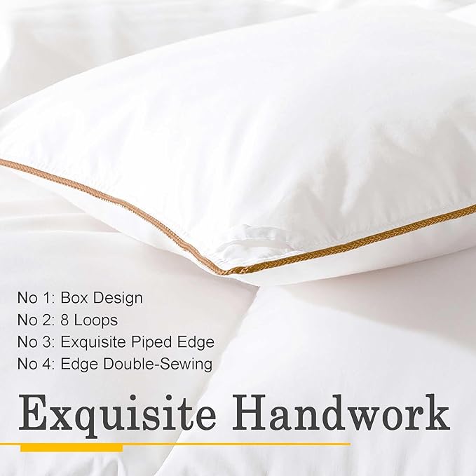 Down Fiber Comforter King Size – All Season Fluffy White Duvet Insert, Lightweight Warm Feather Bedding, Soft 100% Cotton Cover, 106x90 Inch