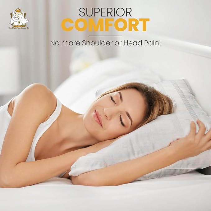 Down Alternative Pillows for Sleeping Plush (2 Pack Queen), 100% Cotton Cover Best Hotel Bed Pillows with 2" Gusset, Sleeping Pillow by The Duck and Goose Co