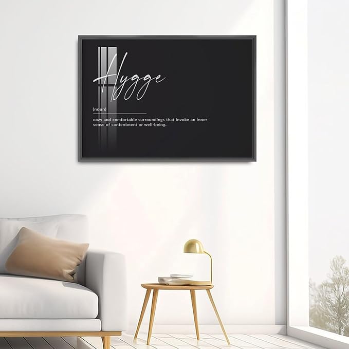 RFDER Hygge Print, Hygge Definition Poster, Hygge Gift, Hygge Sign, Scandinavian Print, Danish Print, Danish Wall Art Office Decor Modern Aluminum Alloy Frame Aluminum Black-style 12x16inch(30x40cm)