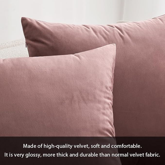 MIULEE Pack of 2 Decorative Velvet Pillow Covers Soft Square Throw Pillow Covers Solid Cushion Covers Jam Pillow Cases for Spring Sofa Bedroom Car 16x16 Inch 40x40 Cm