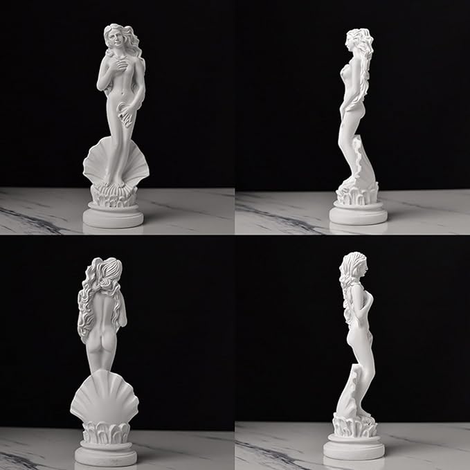 Aphrodite Statue The Birth of Venus 7.6 Inch - Greek Roman Goddess Sculpture, Handmade Resin Art Figurine Classical White Statue, Home & Office Decor