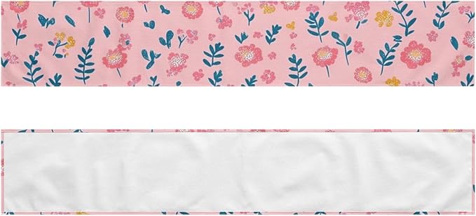Pink Flower Table Runner 13x72 Inches Vintage Floral Faux Linen for Kitchen Dining Table Decor Wedding Birthday Party Holiday Celebration