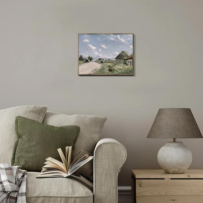 XOCUUI Vintage Cottage Wall Art, Landscape Wall Art Prints, Old Cottages Countryside Landscape Decor, 8" X 10" Unframed Canvas Prints Decorations for Living Room Home Farmhouse Bathroom Decor