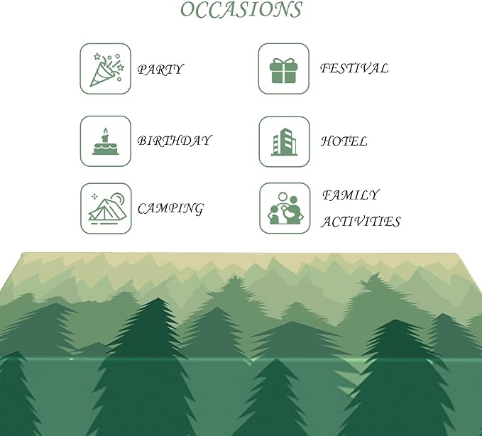 70x120 Inch Nature Rectangular Tablecloth Illustrated Sunrise Woodland Table Cloth Waterproof Durable Table Cover for Party Picnic Indoor Gaming Room Decor