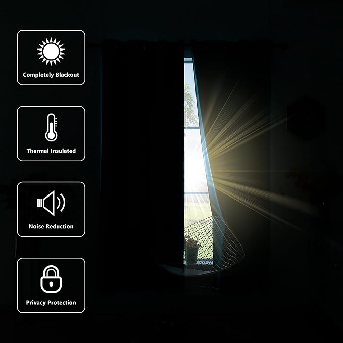 KOUFALL 72x84 Inch Length Light Blue Blackout Curtains for Living Room