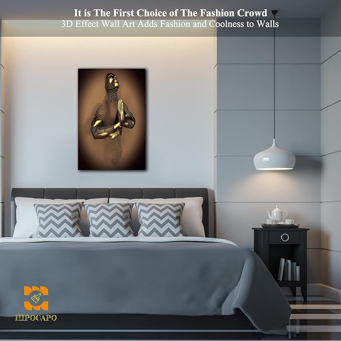 HIPOCAPO 3D Metal Effect Wall Art - Merged Hands for Modern Art, Large Bedroom Dercorations Framed 12''x18''x1Pcs 3d Art-23