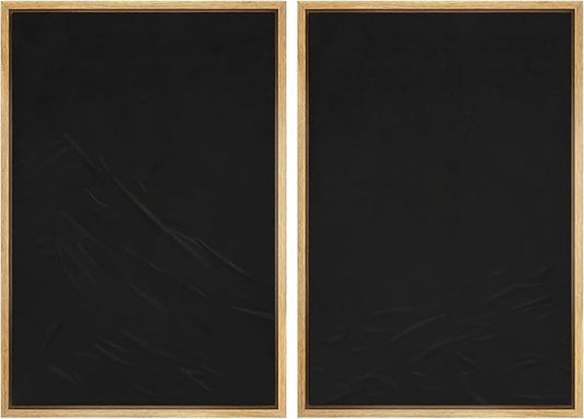 SIGNWIN Framed Canvas Print Wall Art Set Dark Black Color Field Landscape Abstract Shapes Illustration Modern Art Minimalism Decorative Nordic for Living Room, Bedroom, Office - 16"x24"x2 Natural