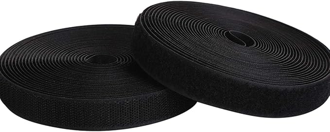 Sew on Hook and Loop Style 3/4 Inch Non-Adhesive Back Nylon Strips Fabric Fastener Non-Adhesive Interlocking Tape Black,12.6 Yard